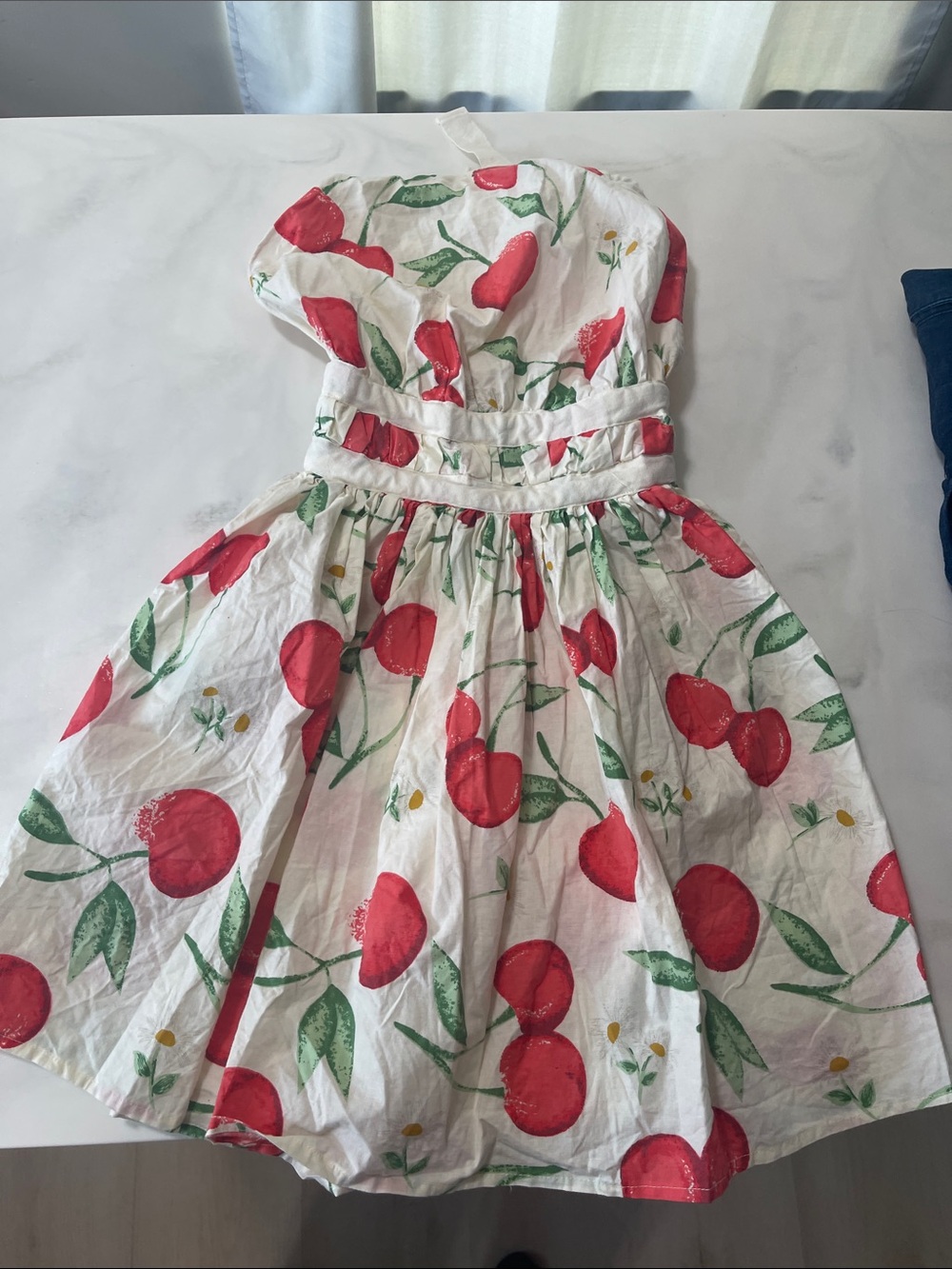 ASOS White Backless Dress with Red Cherry Print
